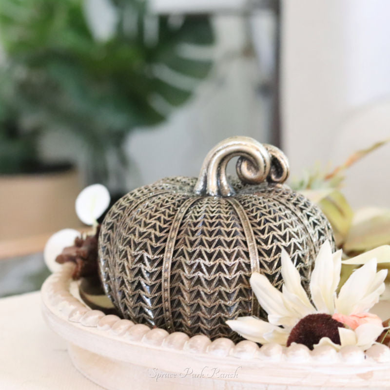 Antique Textured Gold Resin Pumpkin