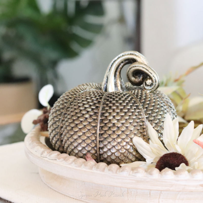 Antique Textured Gold Resin Pumpkin