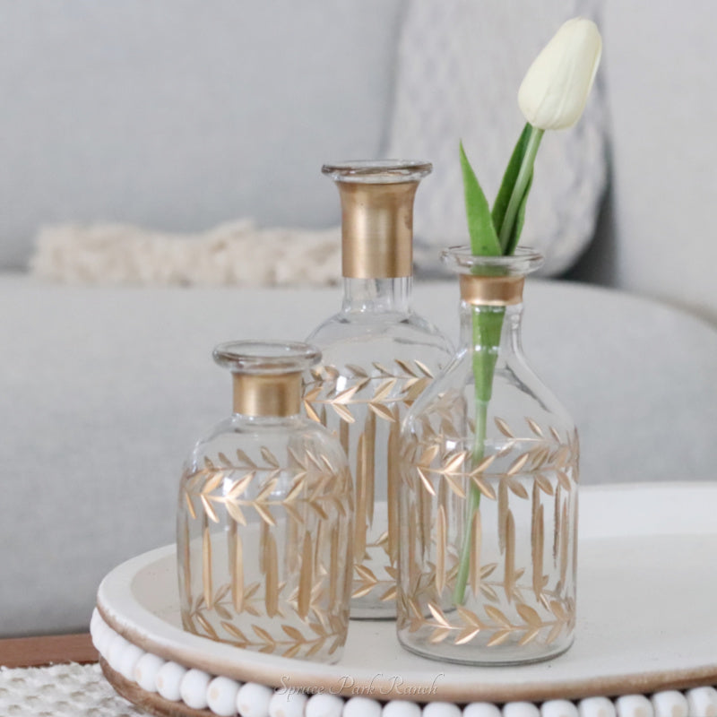 Hand Painted Gold Etched Vase