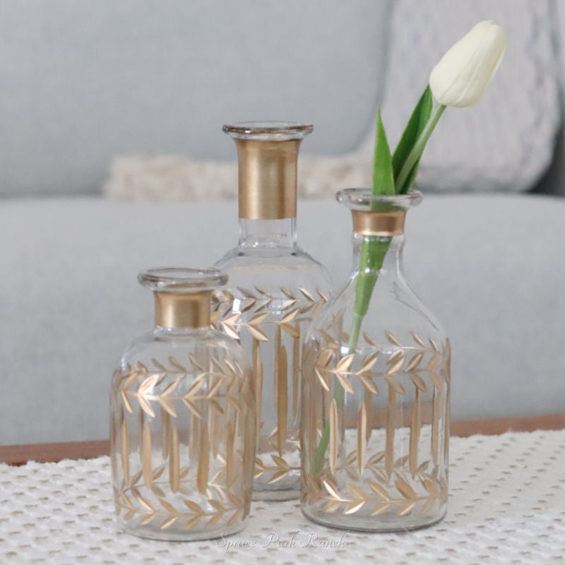 Hand Painted Gold Etched Vase