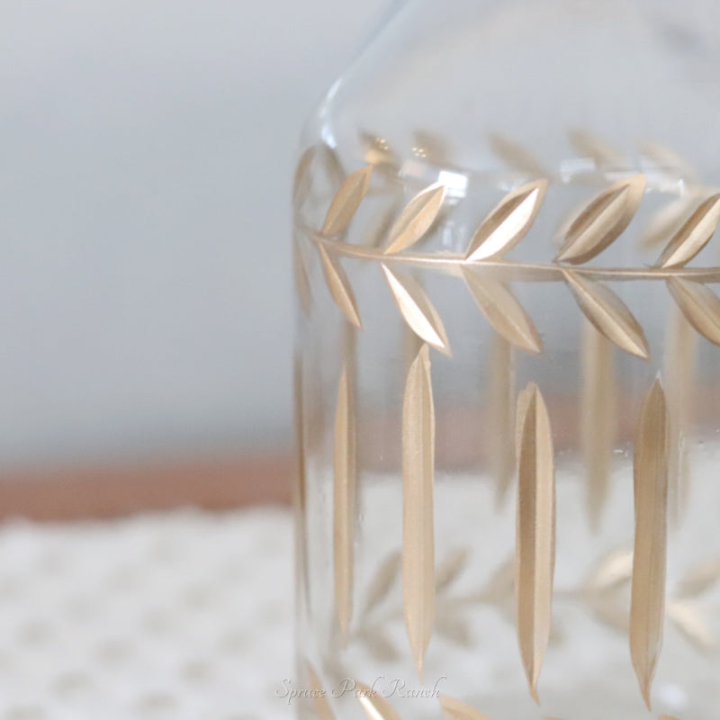 Hand Painted Gold Etched Vase