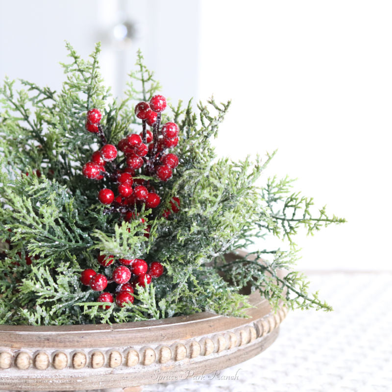 Icy Cedar with Red Berries Greenery Collection