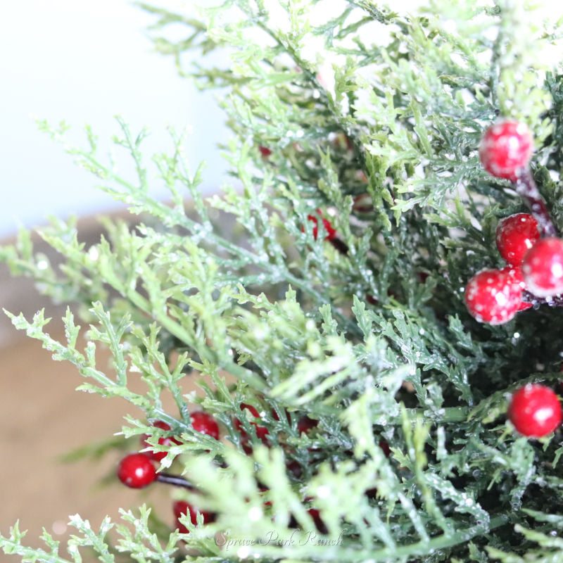Icy Cedar with Red Berries Greenery Collection