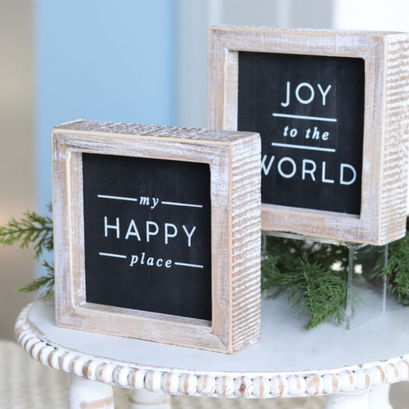 Reversible Wood Joy and Happy Sign
