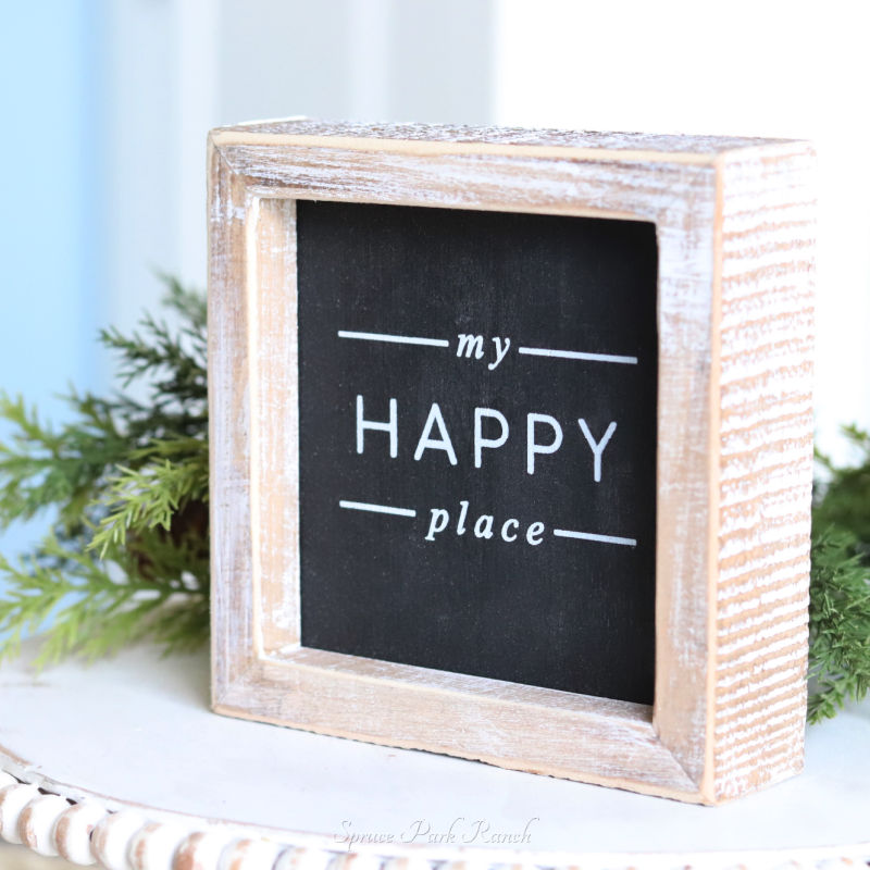 Reversible Wood Joy and Happy Sign