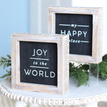 Reversible Wood Joy and Happy Sign