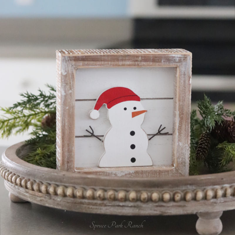 Reversible Wood Snowman and Love You Sign