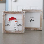 Reversible Wood Snowman and Love You Sign