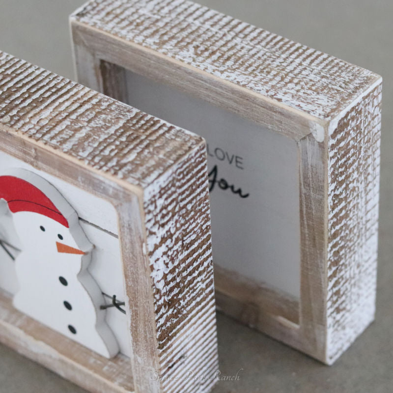 Reversible Wood Snowman and Love You Sign