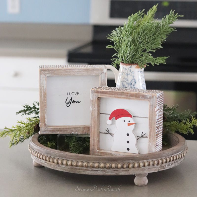 Reversible Wood Snowman and Love You Sign