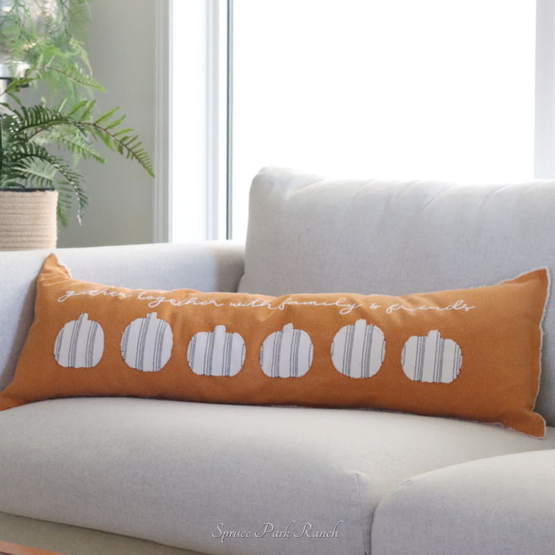 Long Pumpkin Applique Pillow