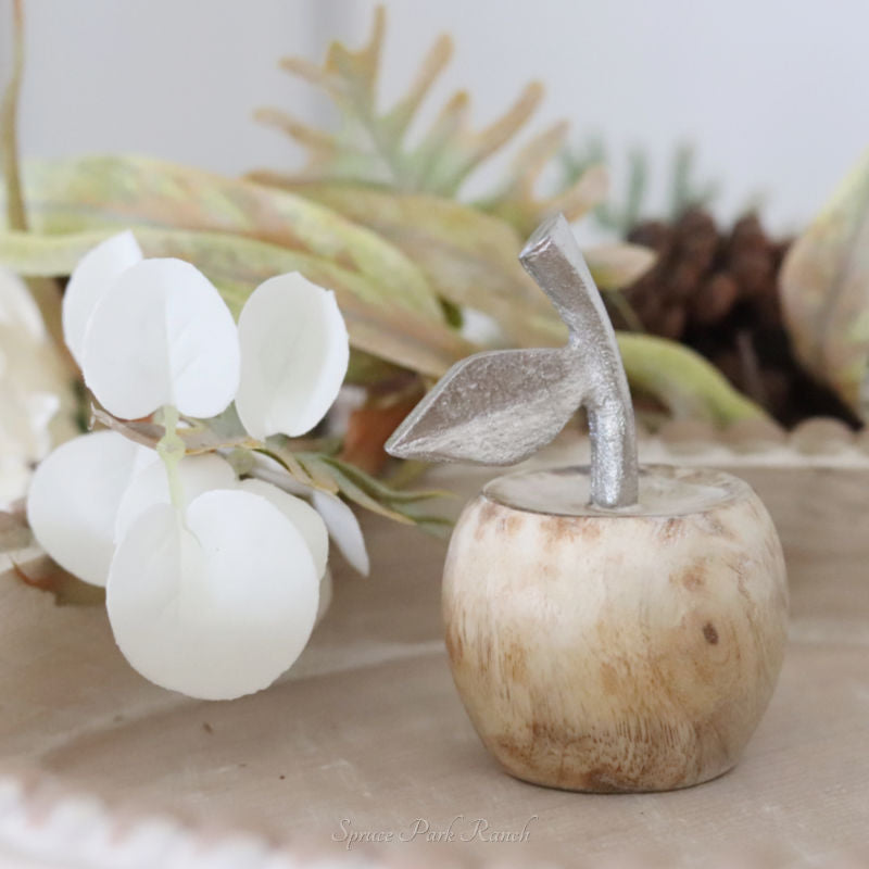 Mango Wood And Metal Apple