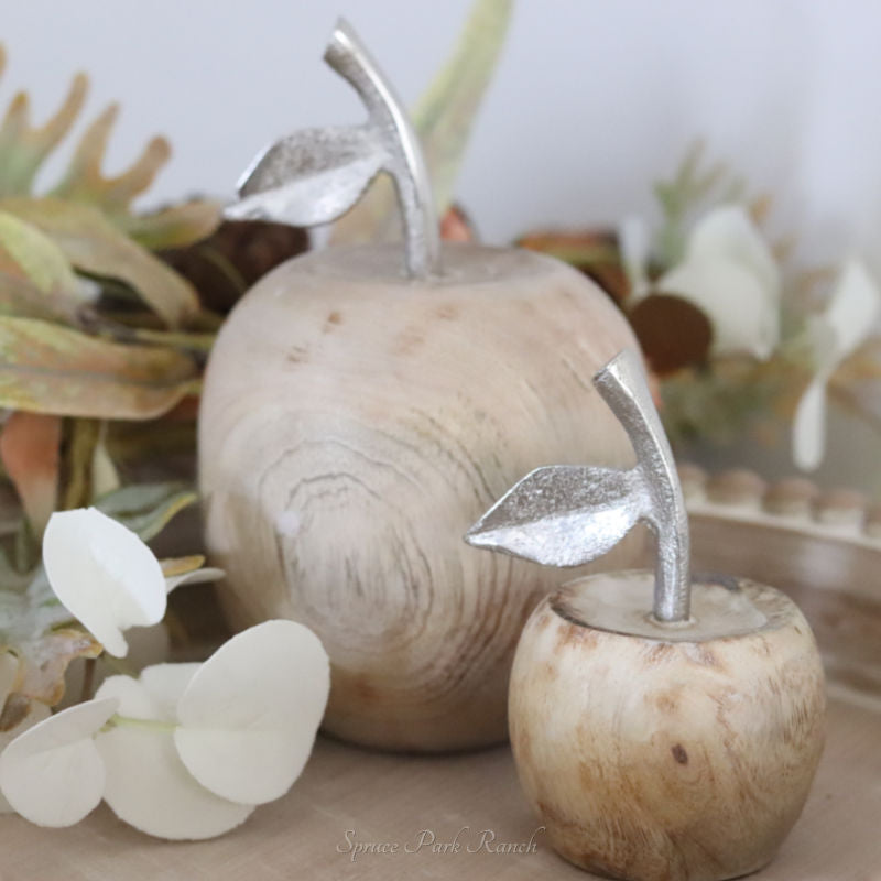 Mango Wood And Metal Apple