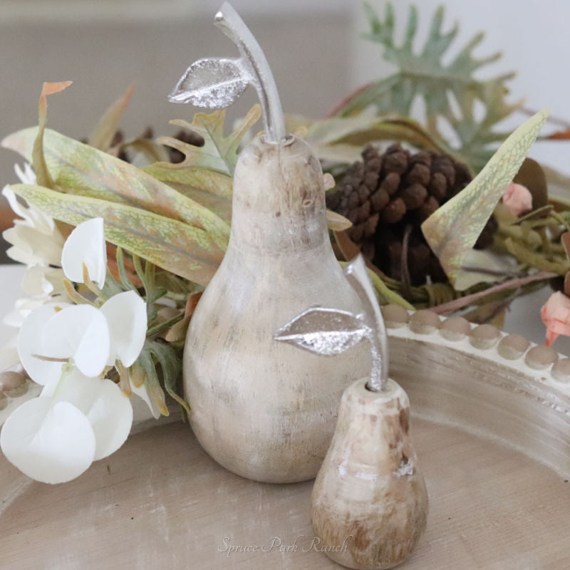 Mango Wood And Metal Pear