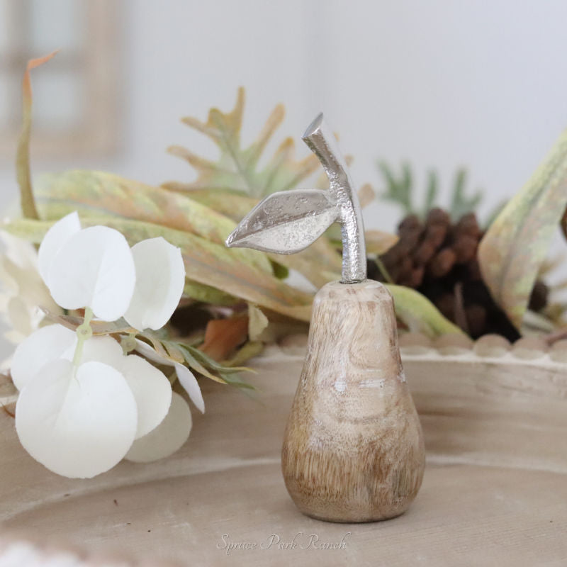 Mango Wood And Metal Pear