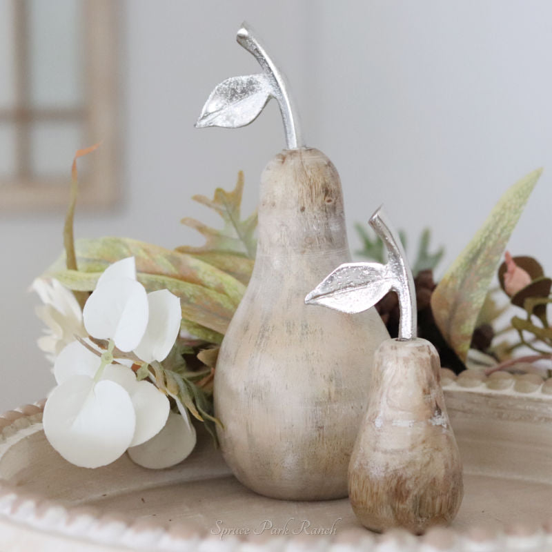 Mango Wood And Metal Pear