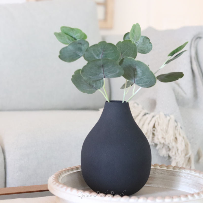 Matte Black Metal Vase