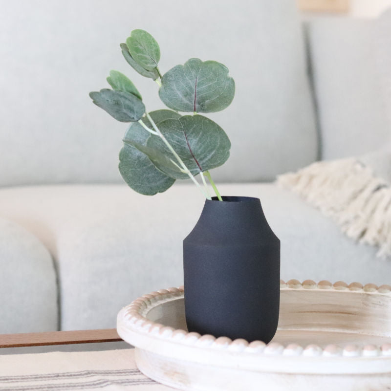 Matte Black Metal Vase