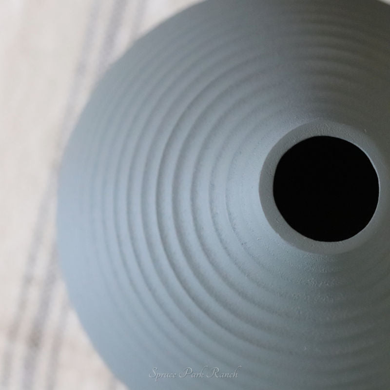 Matte Grey Round Metal Vase