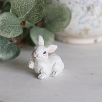 White Wood Look Resin Bunny Mini