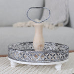 One Tiered Round Tray Whitewashed