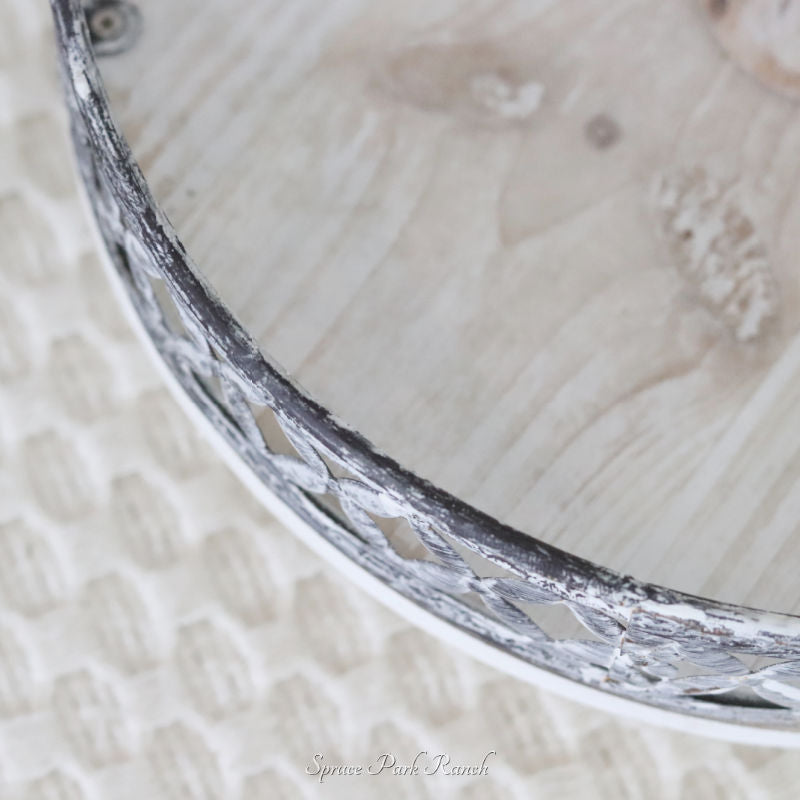 One Tiered Round Tray Whitewashed