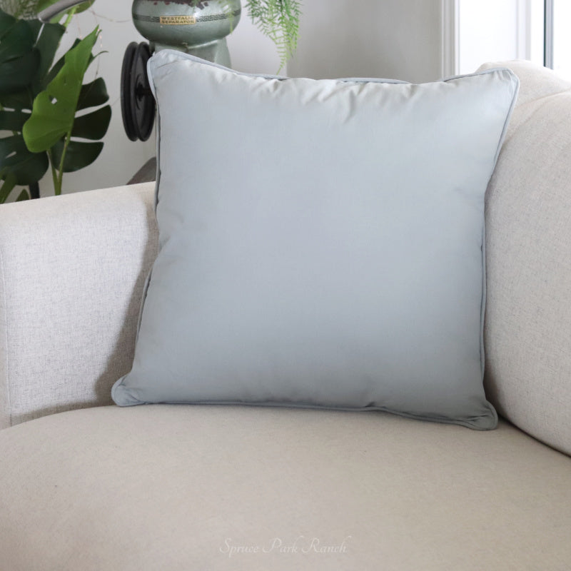 Blue Green Floral and Bird Embroidered Large Pillow