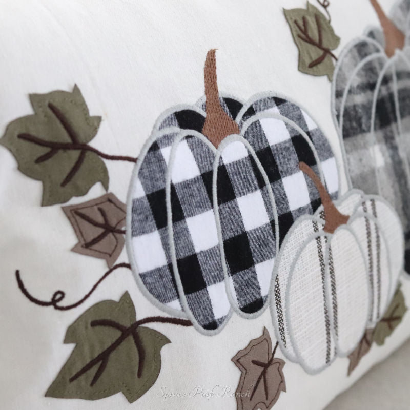 Plaid Pumpkin Applique Pillow