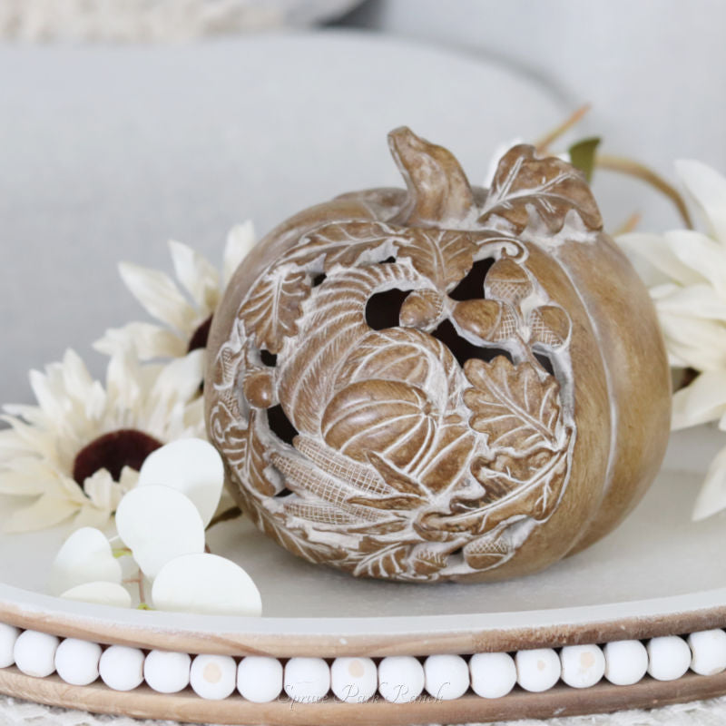 Resin Wood Grain Cutout Pumpkin