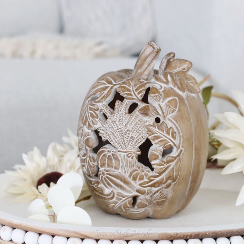 Resin Wood Grain Cutout Pumpkin