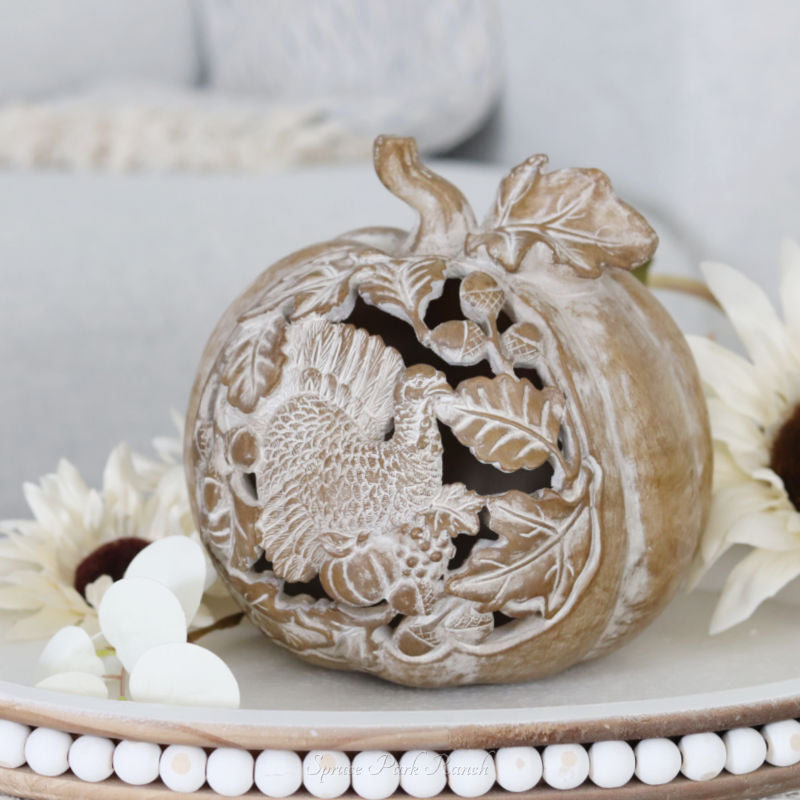 Resin Wood Grain Cutout Pumpkin