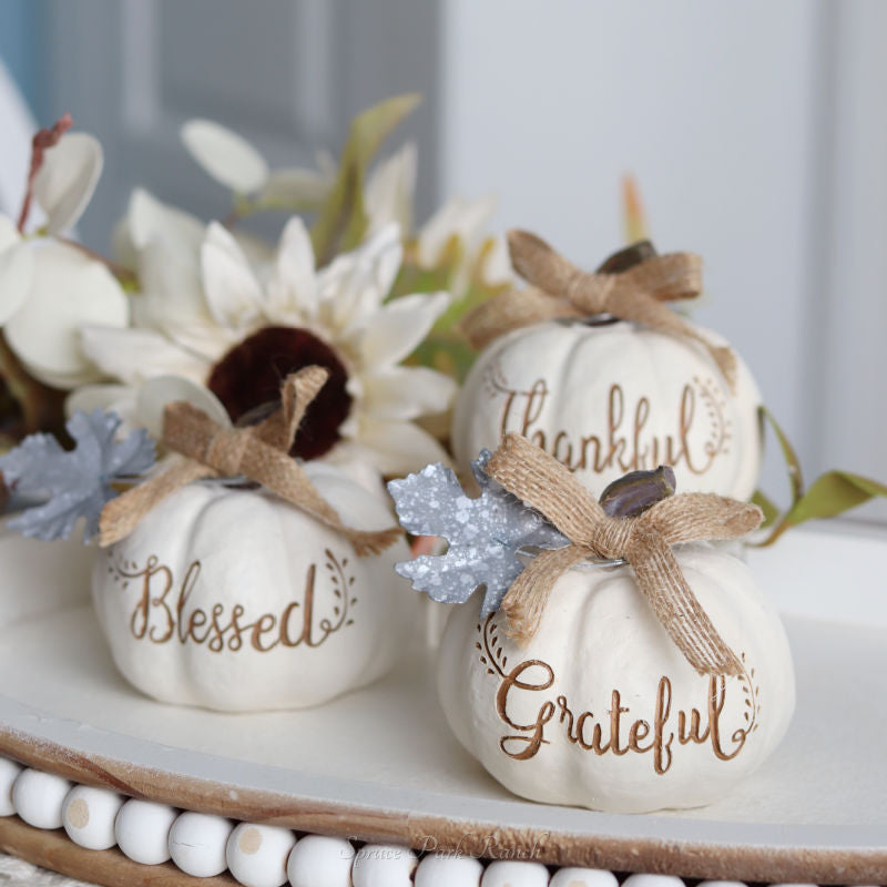 Metal Leaf Resin Pumpkin White