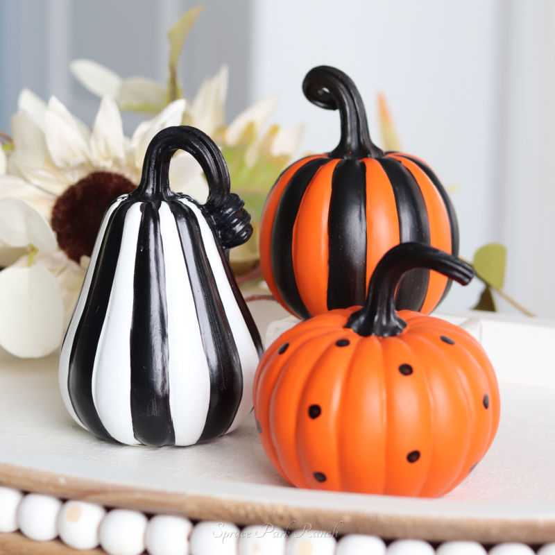 Patterned Resin Halloween Pumpkin
