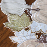 Embroidered Pumpkins and Leaves Table Runner