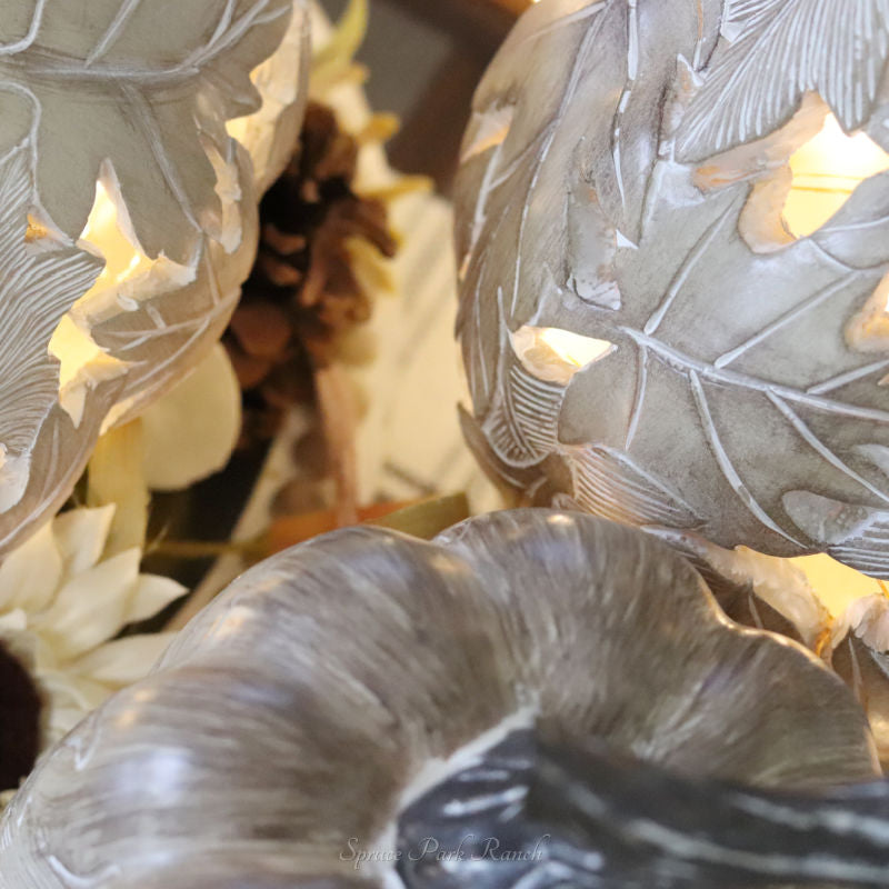 Resin LED Leaf Cutout Pumpkin