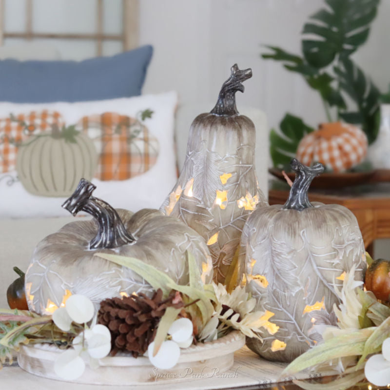 Resin LED Leaf Cutout Pumpkin