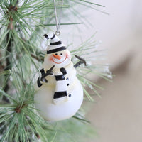 Black and White Resin Snowman