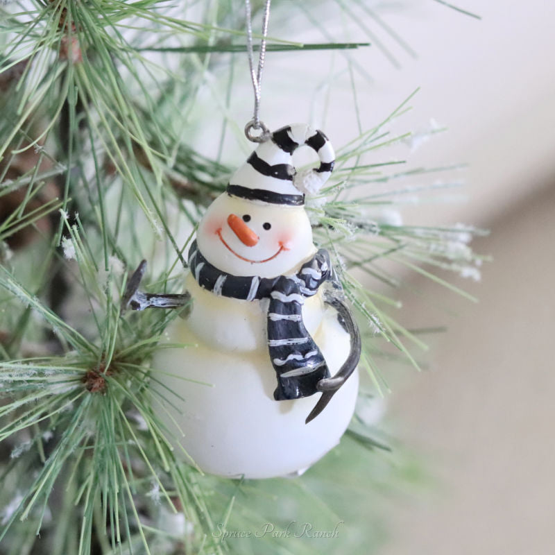 Black and White Resin Snowman