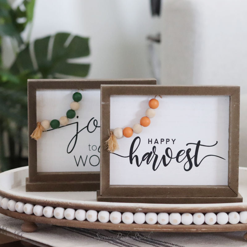 Reversible Wood Holiday Table Sign Joy Harvest