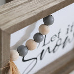 Reversible Wood Holiday Table Sign Snow Gather