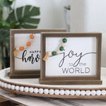 Reversible Wood Holiday Table Sign Joy Harvest