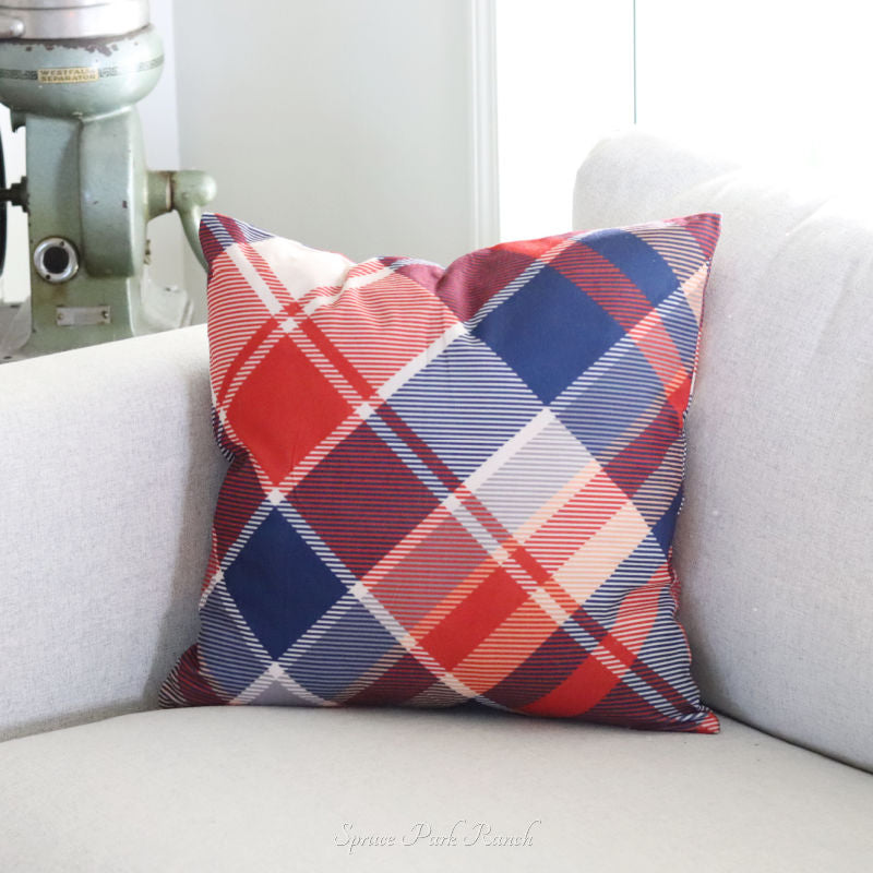 Double Sided Plaid Fall Pillow