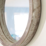 Round Wood Framed Mirror