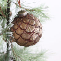 Round Pinecone Glass Ball Ornament