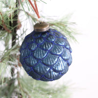 Round Pinecone Glass Ball Ornament