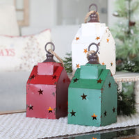 Distressed Metal Hanging House