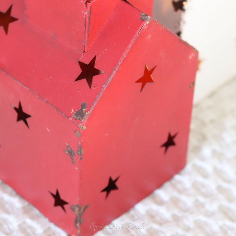 Distressed Metal Hanging House