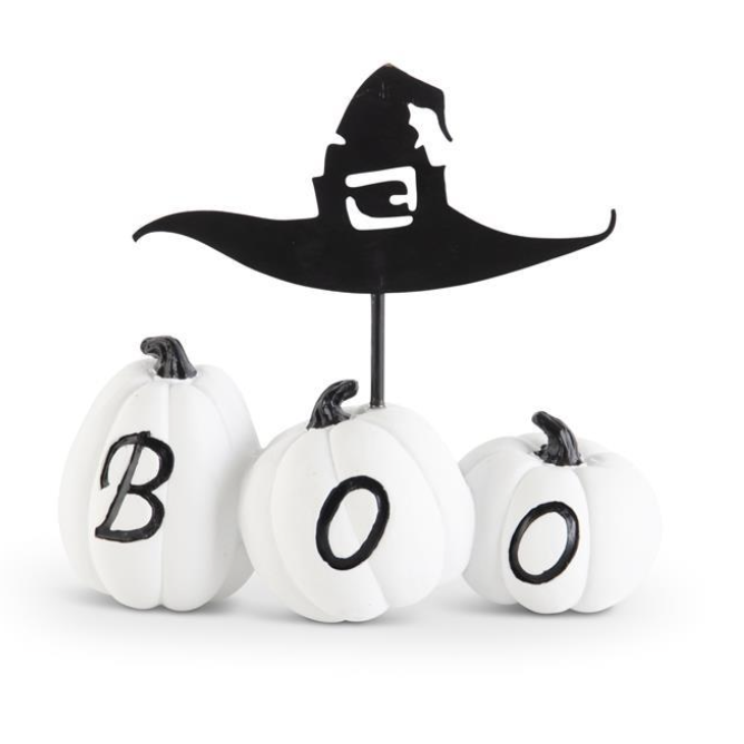 White Resin BOO Pumpkins