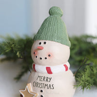 Merry Christmas Snowman With Green Hat