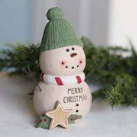Merry Christmas Snowman With Green Hat